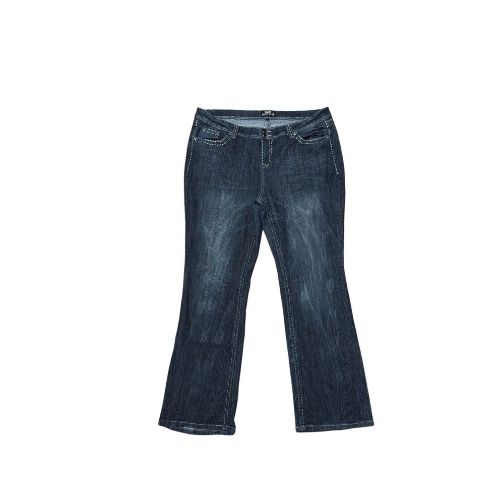Karma Blue Women’s Jeans Size 22 Dark Wash Stretch Bootcut Contrast Stitch Denim